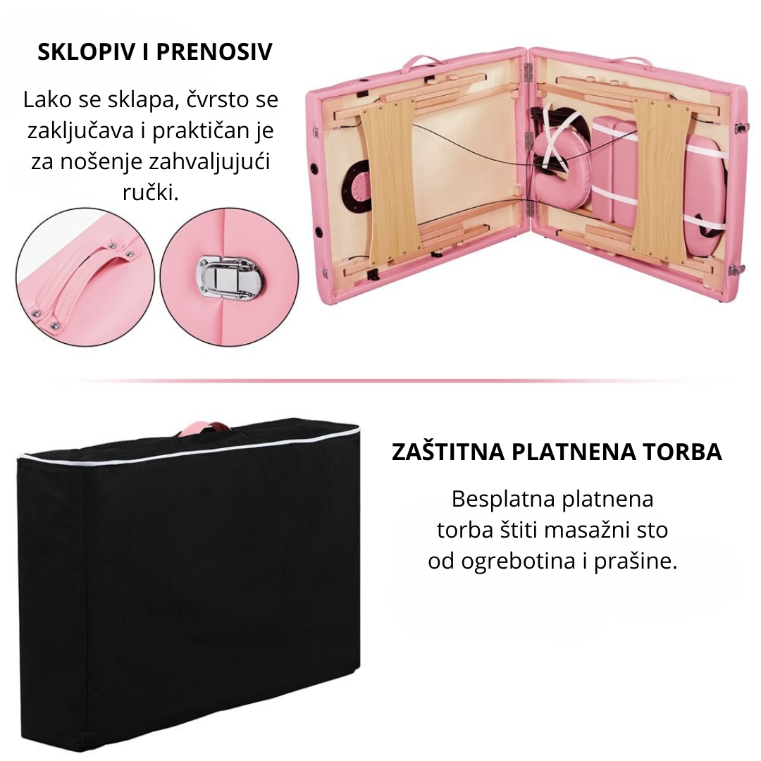 Premium Drveni Masažni Sto – Roze Exclusive